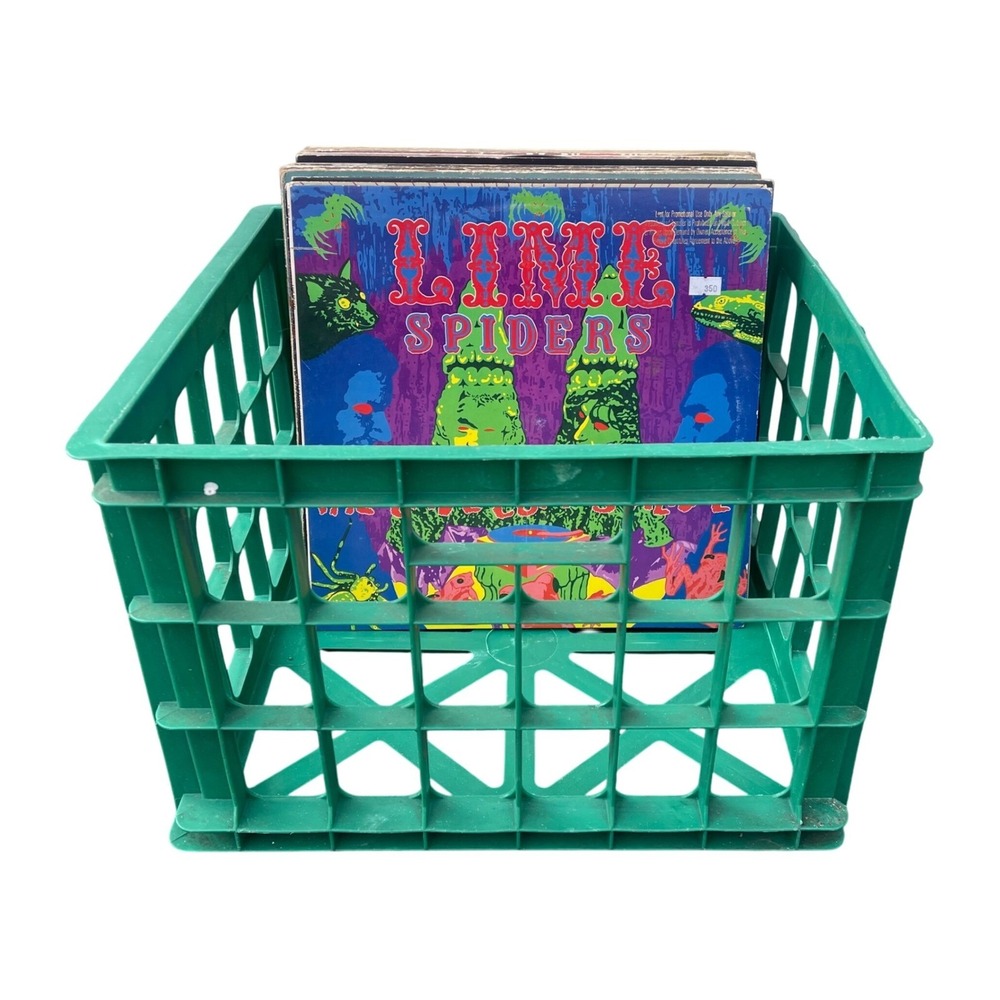 Vinyl Record LP 12" 33 RPM DJ Album Storage Crate Plastic Green Stackable